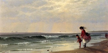 three women at the table by the lamp Painting - At the Shore modern beachside Alfred Thompson Bricher